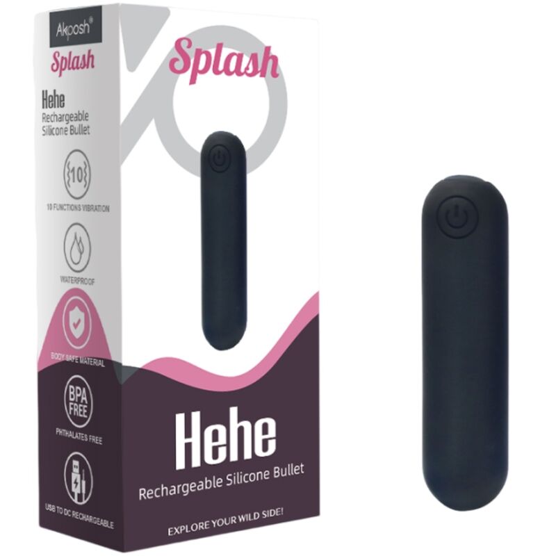 ARMONY -SPLASH HEHE VIBRATEUR BULLET SILICONE 10 VIBRATIONS 65 X 15 CM NOIR - Sensualia