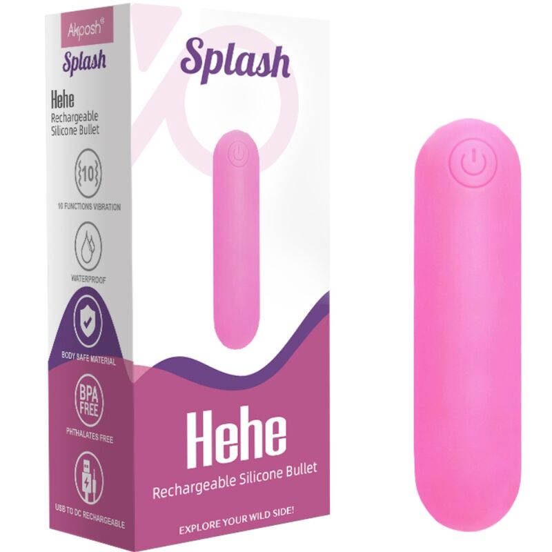 ARMONY - SPLASH HEHE VIBRATEUR BULLET SILICONE 10 VIBRATIONS 65 X 15 CM ROSE - Sensualia
