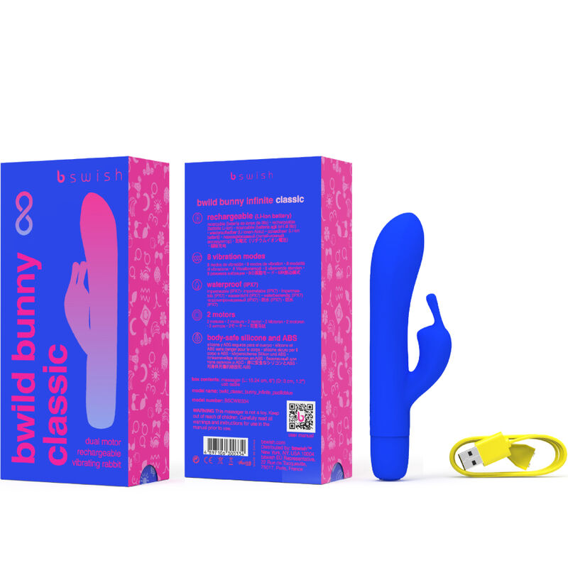 B SWISH - VIBRATEUR RECHARGEABLE CLASSIQUE BWILD BUNNY INFINITE SILICONE BLEU - Sensualia