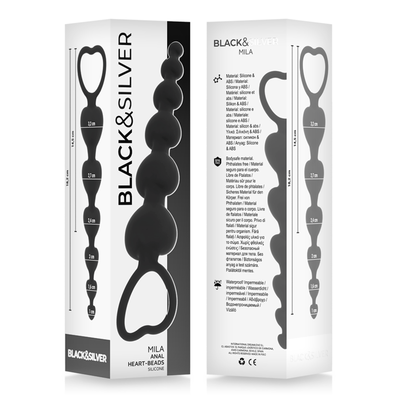 BLACK&SILVER - CHAÎNE DE COEURS ANAL MILA 18 CM - Sensualia