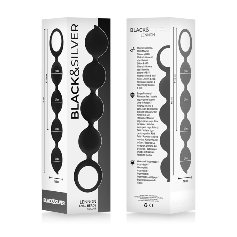 BLACK&SILVER - CHAPELET ANAL LENNON 4 SPHÈRES SILICONE 15 CM - Sensualia
