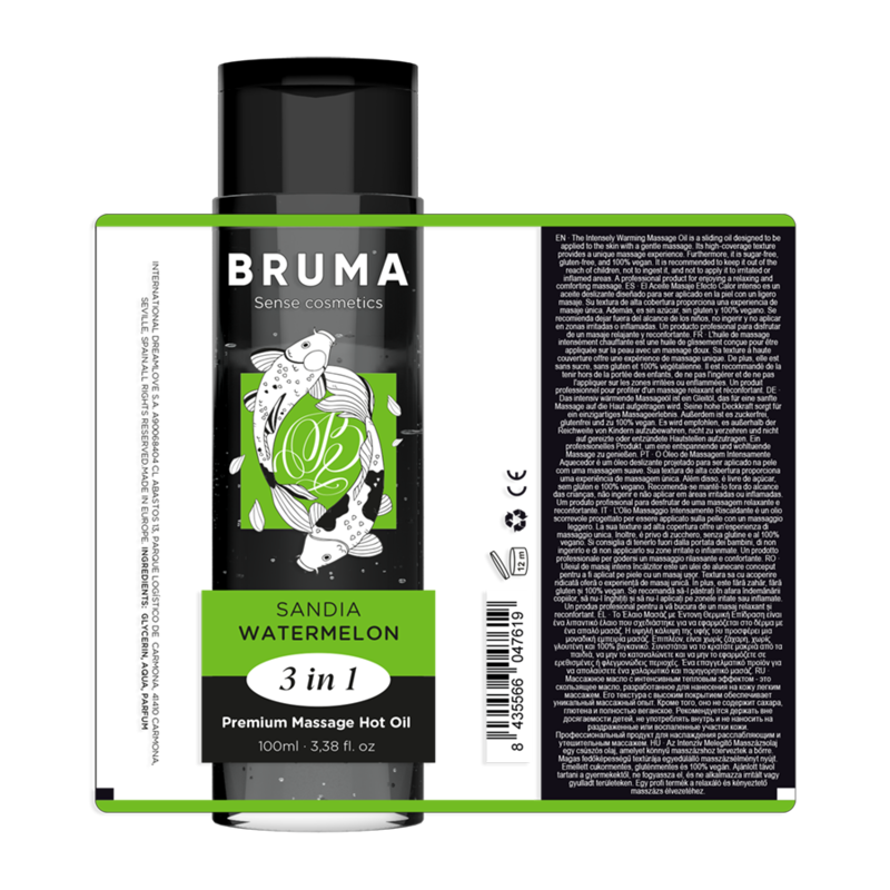 BRUMA - HUILE DE MASSAGE PREMIUM EFFET CHALEUR SAVEUR DE PASTÈQUE 3 EN 1 - 100 ML - Sensualia