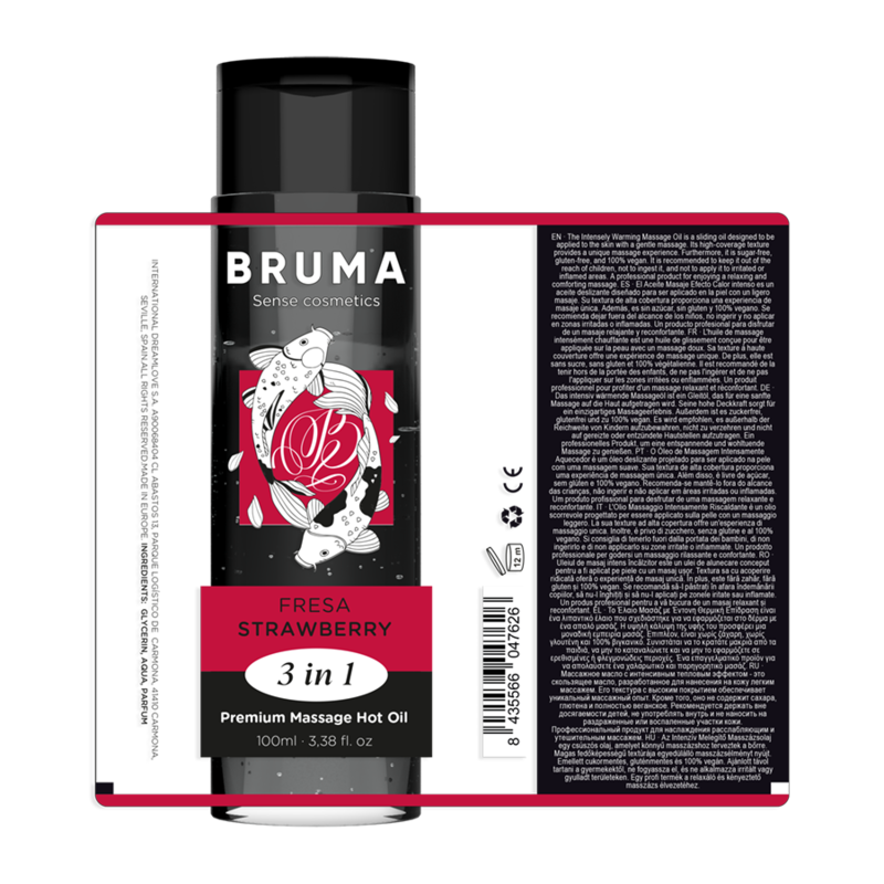 BRUMA - HUILE DE MASSAGE PREMIUM EFFET CHALEUR SAVEUR FRAISE 3 EN 1 - 100 ML - Sensualia