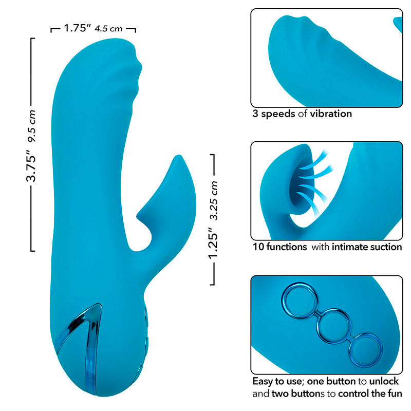 CALEXOTICS - SUNSET BEACH SEDUCER VIBRATEUR & STIMULATEUR 10 FONCTIONS BLEU - Sensualia
