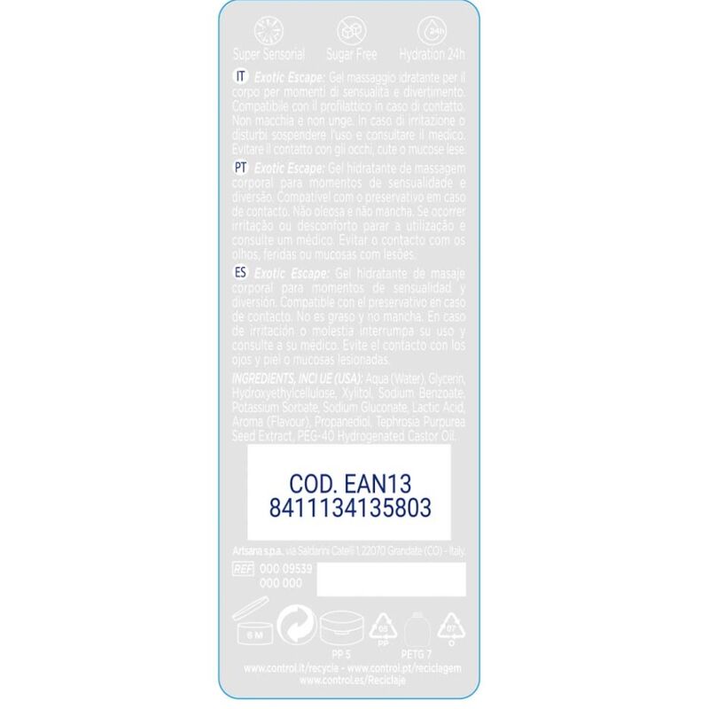 CONTROL - 2 EN 1 MASSAGE & PLAISIR EXOTIQUE 200 ML - Sensualia