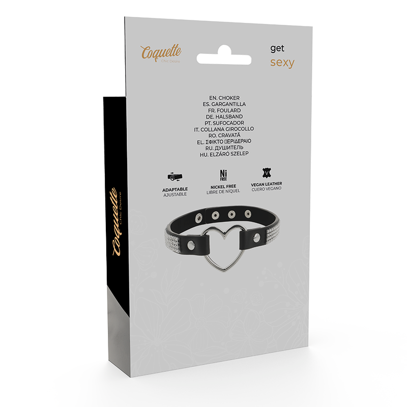 COQUETTE CHIC DESIRE - RAS DE COU EN CUIR VEGAN AVEC COEUR - Sensualia