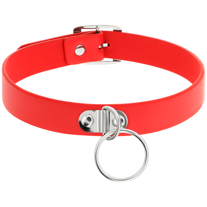 COQUETTE CHIC DESIRE - COLLIER CUIR VEGAN ROUGE FEMME ACCESSOIRE FÉTICHE - Sensualia
