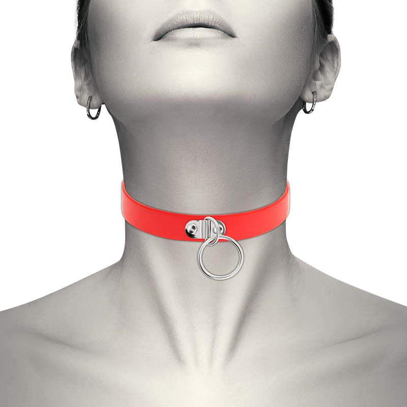 COQUETTE CHIC DESIRE - COLLIER CUIR VEGAN ROUGE FEMME ACCESSOIRE FÉTICHE - Sensualia