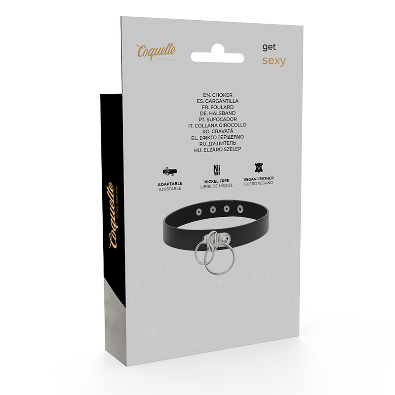 COQUETTE CHIC DESIRE - RAS DE COU DOUBLE ANNEAU EN CUIR VÉGAN - Sensualia