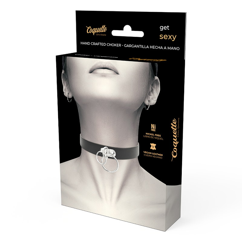 COQUETTE CHIC DESIRE - RAS DE COU DOUBLE ANNEAU EN CUIR VÉGAN - Sensualia