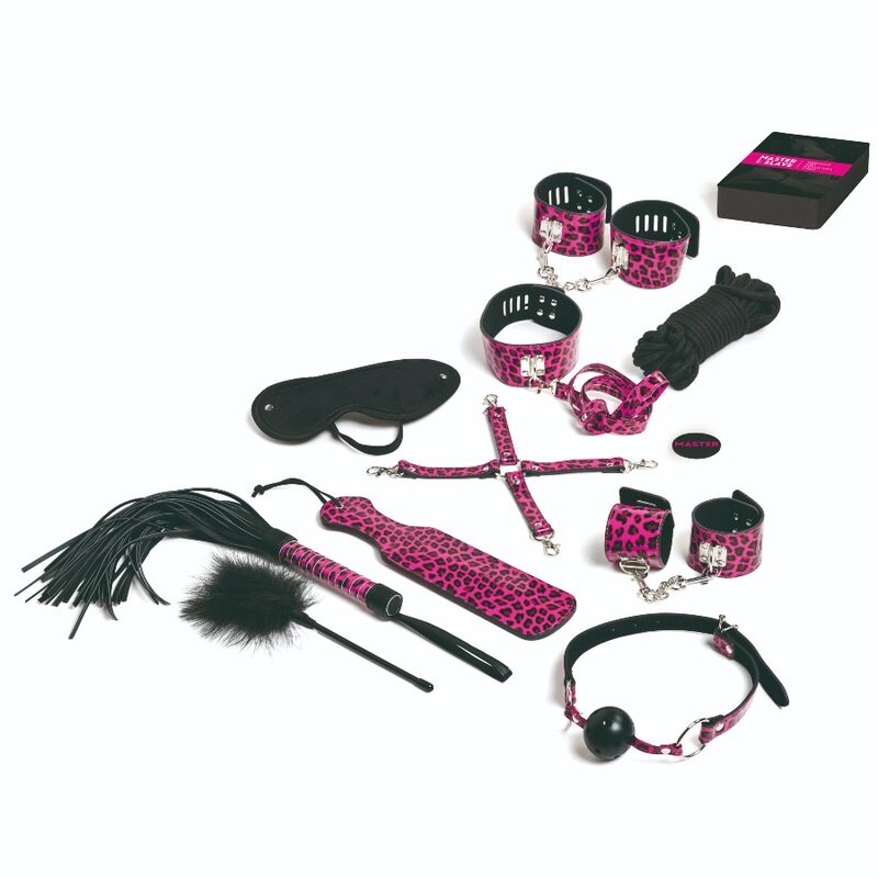 TEASE & PLEASE - SET 13 ACCESSOIRES DE BONDAGE MAGENTA - Sensualia