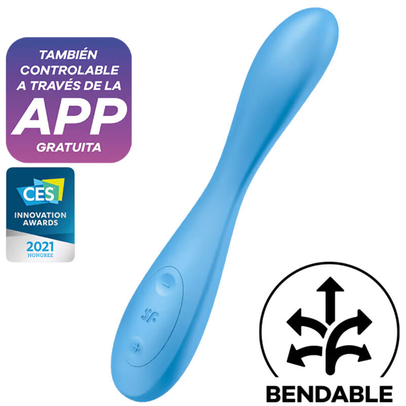 SATISFYER - APPLICATION MULTI VIBRATEUR G-SPOT FLEX 4+ BLEU - Sensualia