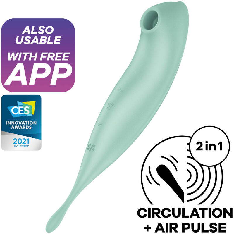 SATISFYER - TWIRLING PRO+ ESTIMULADOR Y VIBRADOR APP VERDE - Sensualia