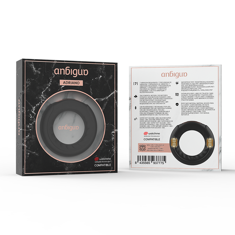 ANBIGUO - ANNEAU VIBRANT ADRIANO COMPATIBLE AVEC LA TECHNOLOGIE SANS FIL WATCHME - Sensualia