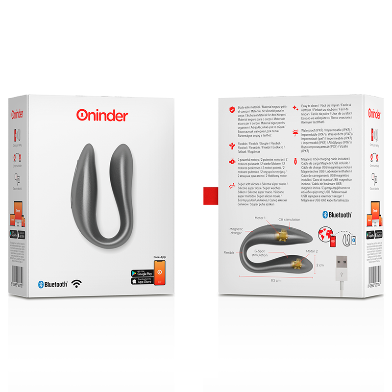 ONINDER - LISBOA G-SPOT & CLITORAL STIMULATEUR NOIR - APPLICATION GRATUITE - Sensualia
