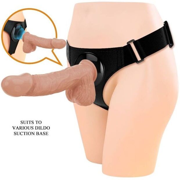 PRETTY LOVE - SLIP HARNAIS HARNAIS UNIVERSEL AVEC GODE JERRY 21,8 CM NATUREL - Sensualia