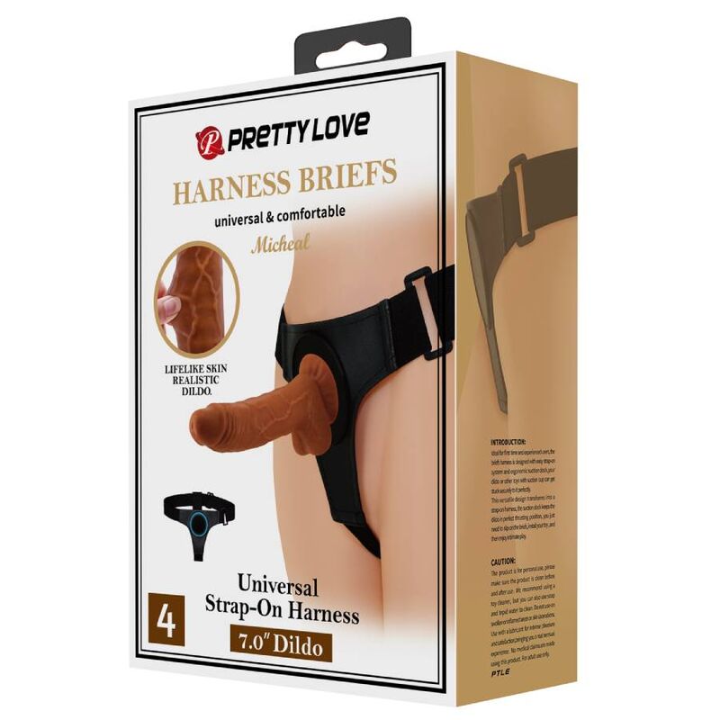 PRETTY LOVE - SLIP HARNAIS HARNAIS UNIVERSEL AVEC GODE MICHEAL 20 CM NOIR - Sensualia