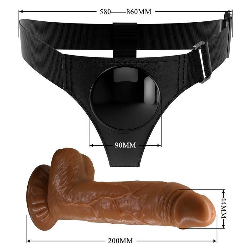 PRETTY LOVE - SLIP HARNAIS HARNAIS UNIVERSEL AVEC GODE MICHEAL 20 CM NOIR - Sensualia
