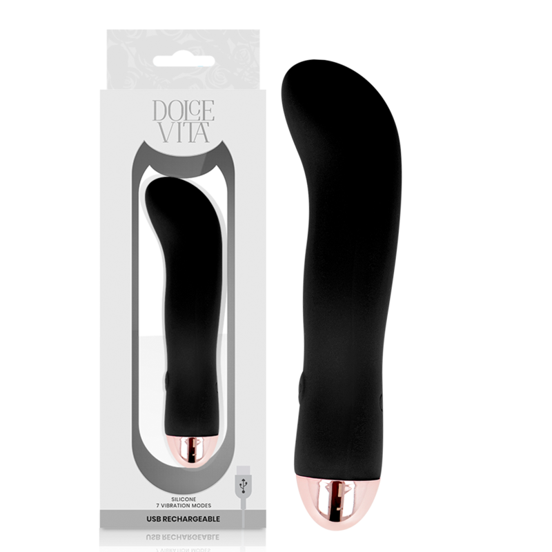 DOLCE VITA - VIBRATEUR RECHARGEABLE DEUX NOIR 7 VITESSES - Sensualia