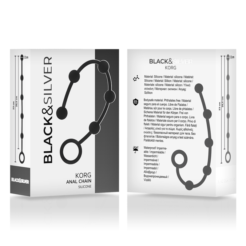 BLACK&SILVER - CHAPELET ANAL KORG SILICONE INITIATION 21 CM - Sensualia