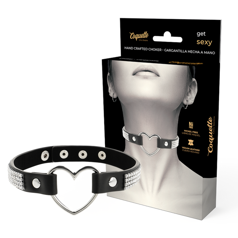 COQUETTE CHIC DESIRE - RAS DE COU EN CUIR VEGAN AVEC COEUR - Sensualia