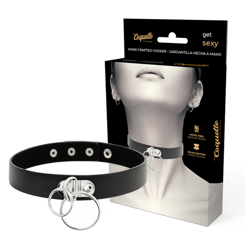 COQUETTE CHIC DESIRE - RAS DE COU DOUBLE ANNEAU EN CUIR VÉGAN - Sensualia