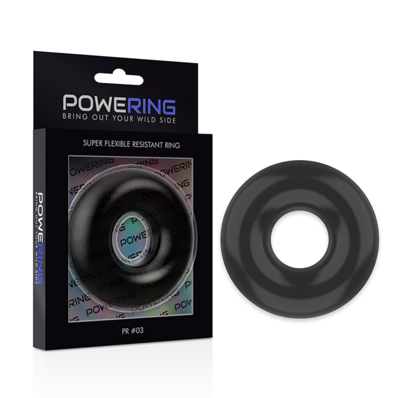 POWERING - ANNEAU PÉNIS SUPER FLEXIBLE ET RÉSISTANT 5CM PR03 NOIR - Sensualia