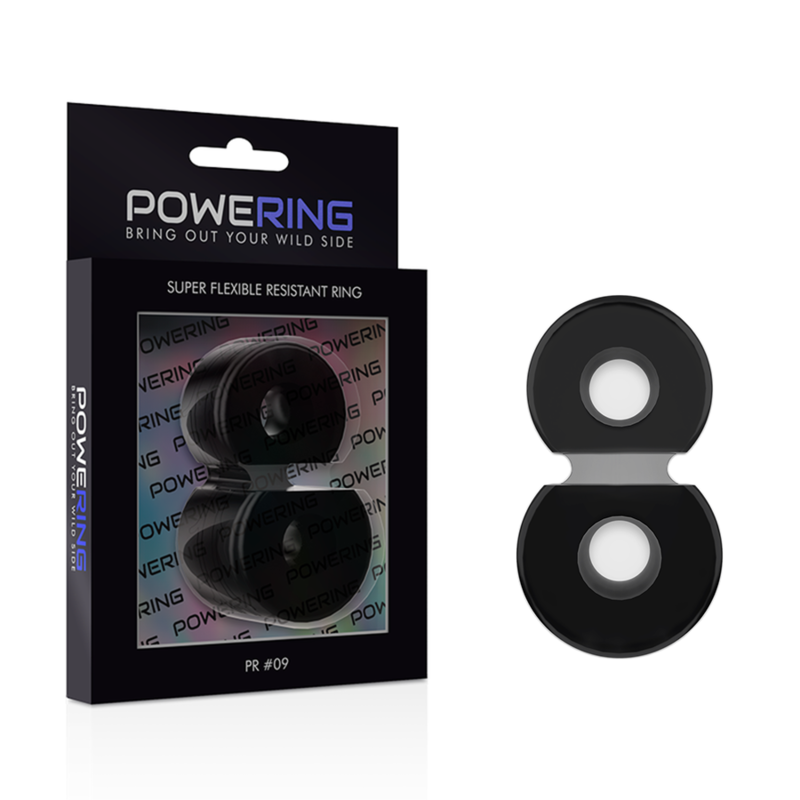POWERING - ANNEAU PÉNIS DOUBLE SUPER FLEXIBLE ET RÉSISTANT PR09 NOIR POWERING