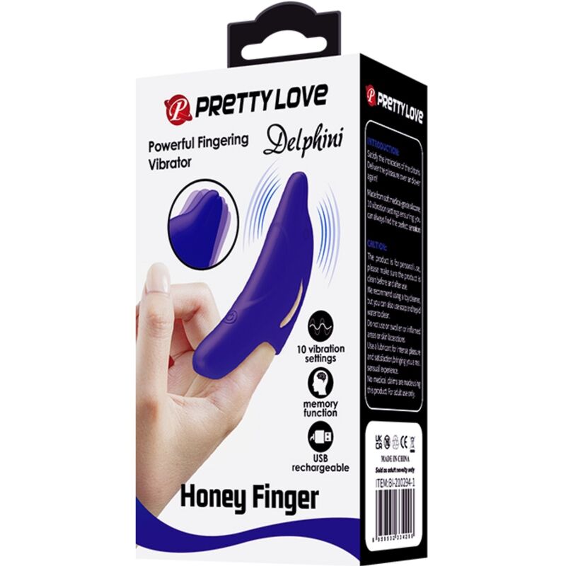 PRETTY LOVE - PUISSANT STIMULATEUR DE DOIGTS BLEU FONCÉ DELPHINI - Sensualia