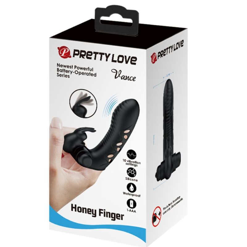 PRETTY LOVE - COUVERCLE DE DOIGT VIBRATEUR LAPIN NOIR VANCE - Sensualia