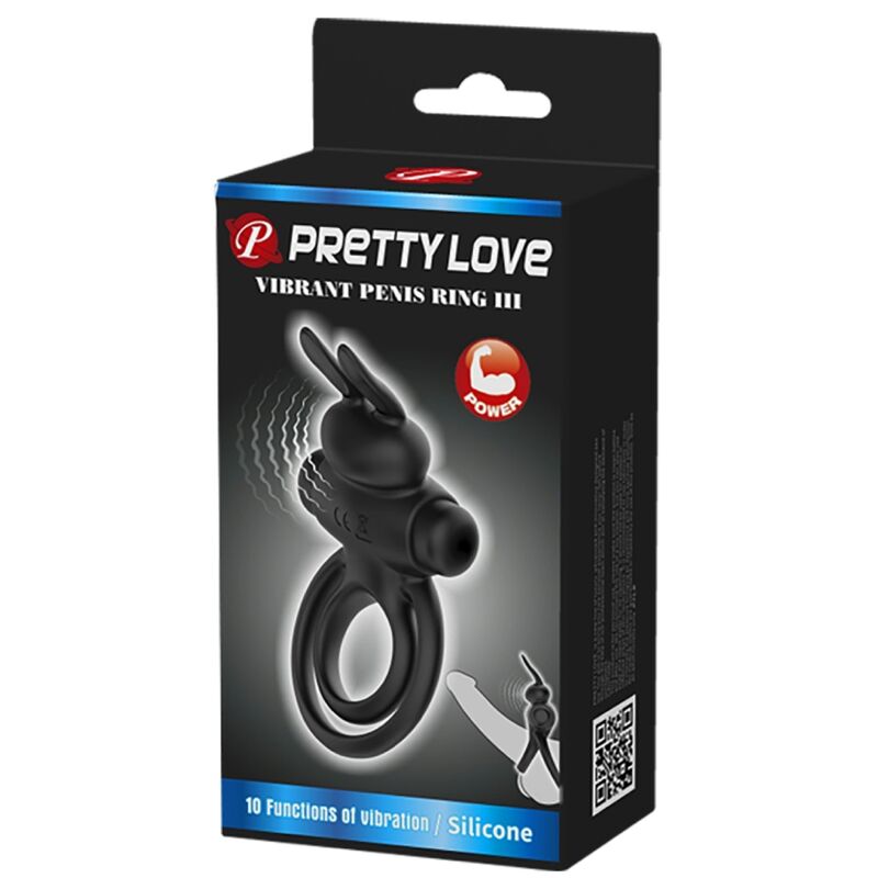 PRETTY LOVE - ANNEAU DE LAPIN VIBRATOR III POUR PÉNIS NOIR - Sensualia