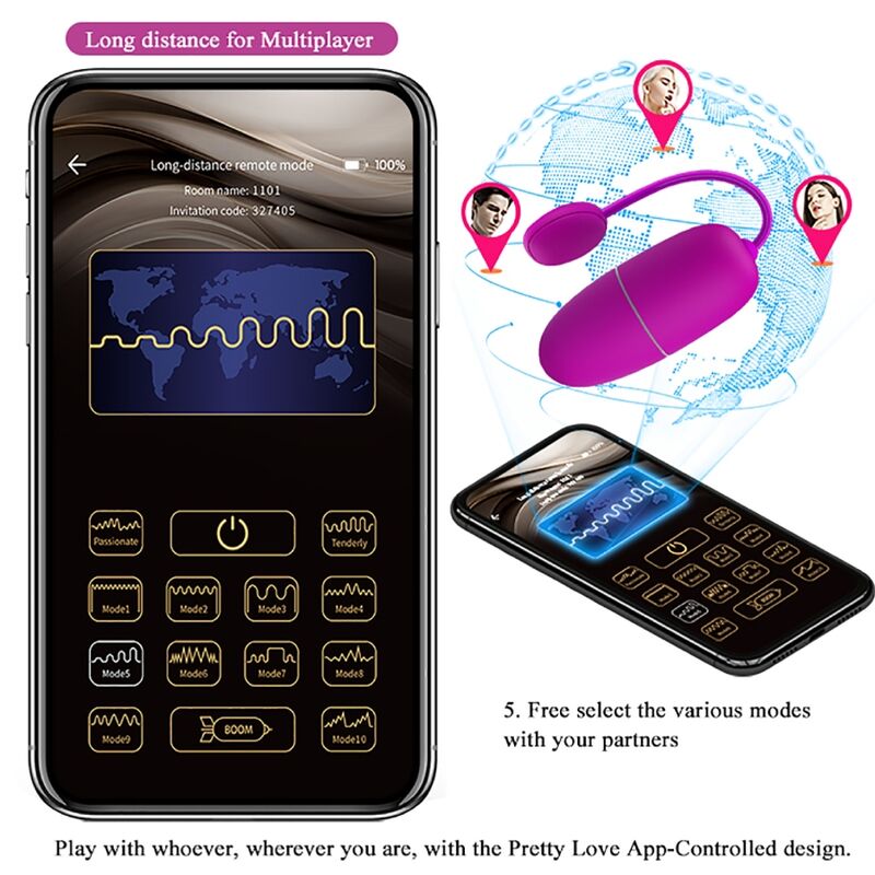 PRETTY LOVE - OEUF VIBRANT NYMPHE APP CONTRÔLÉ VIOLET - Sensualia