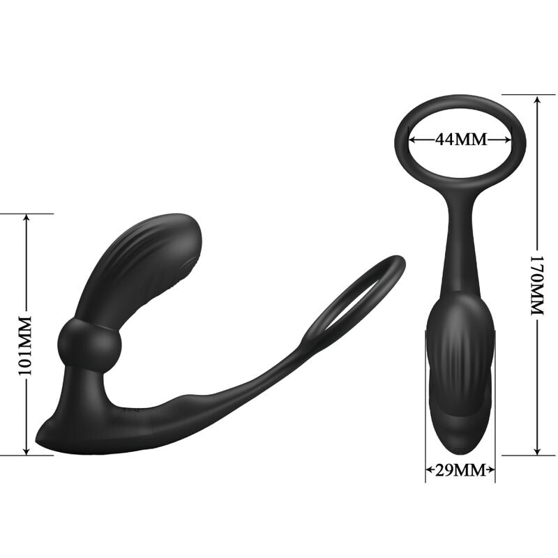 PRETTY LOVE - ANNEAU ANAL ET VIBRATEUR WARREN NOIR - Sensualia