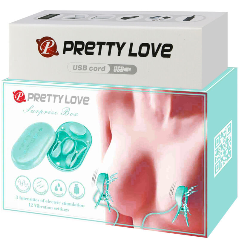 PRETTY LOVE - BOITE SURPRISE PINCE A ELECTRO STIMULATION BLEUE - Sensualia