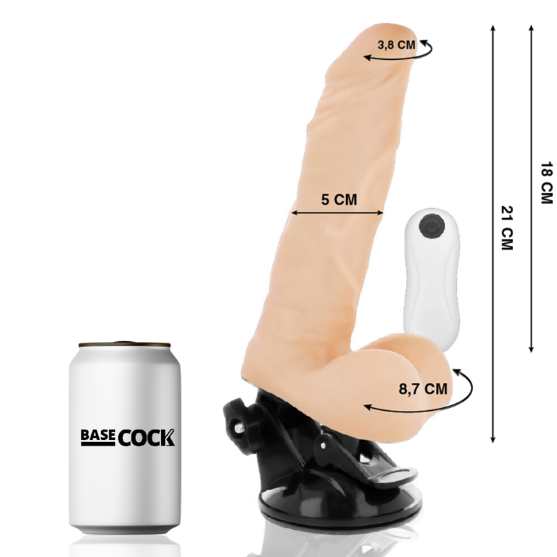 BASECOCK - VIBRATEUR ARTICULABLE TÉLÉCOMMANDE NATUREL 21 CM -O- 5 CM - Sensualia