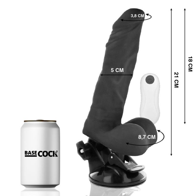 BASECOCK - VIBRATEUR ARTICULABLE TÉLÉCOMMANDE NATUREL 21 CM -O- 5 CM - Sensualia
