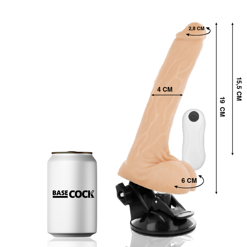 BASECOCK - VIBRATEUR NATUREL RÉALISTE TÉLÉCOMMANDE 19 CM -O- 4 CM - Sensualia