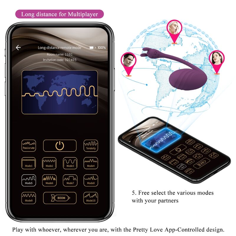 PRETTY LOVE - TÉLÉCOMMANDE CATALINA VIBRATOR APP VIOLET - Sensualia