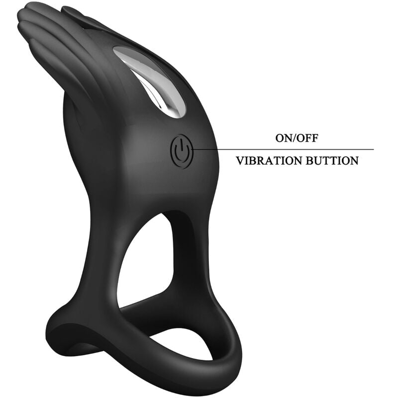 PRETTY LOVE - SILAS ANNEAU PÉNIS VIBRANT 7 VIBRATIONS SILICONE NOIR - Sensualia