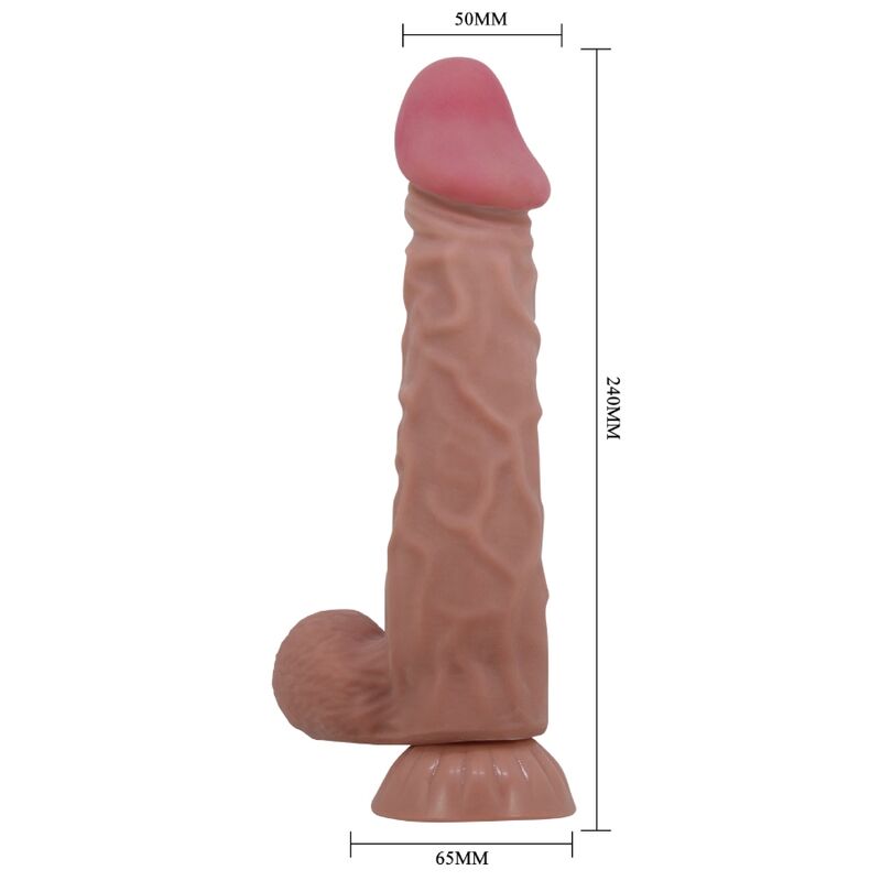 PRETTY LOVE - SÉRIE SLIDING SKIN GODE RÉALISTE AVEC VENTOUSE SLIDING SKIN MARRON 24 CM - Sensualia