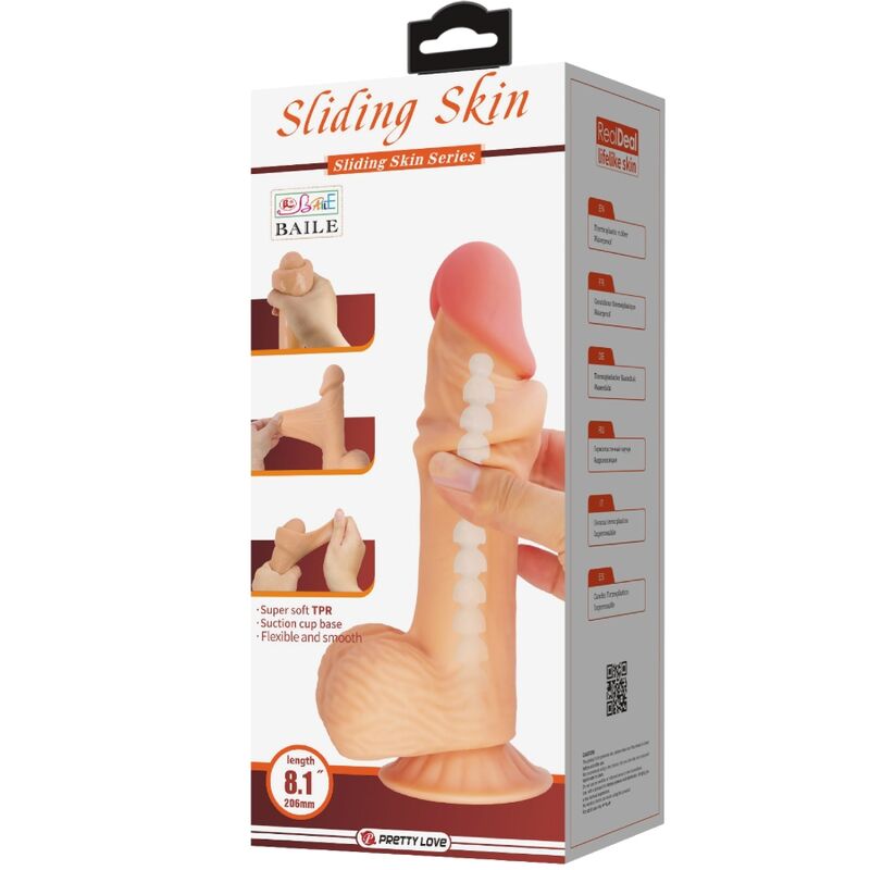 PRETTY LOVE - SÉRIE SLIDING SKIN GODE RÉALISTE AVEC VENTOUSE SLIDING SKIN 20,6 CM - Sensualia