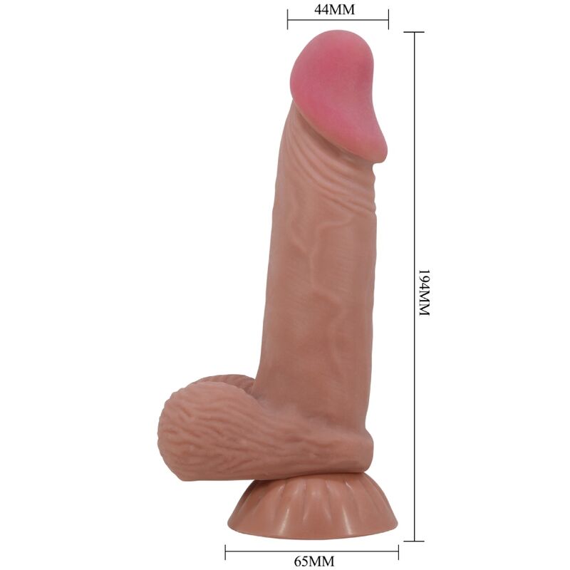PRETTY LOVE - SÉRIE SLIDING SKIN GODE RÉALISTE AVEC VENTOUSE COULISSANTE PEAU BRUN 19,4 CM - Sensualia