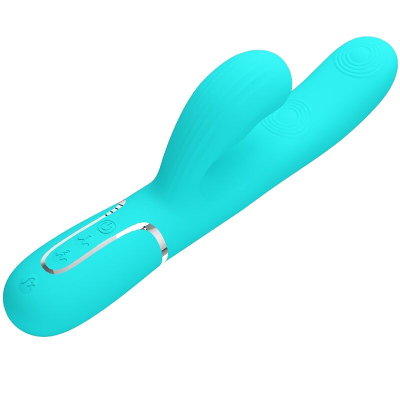 PRETTY LOVE - PERLITA VIBRATEUR MULTIFONCTION 3 EN 1 POINT G VERT AQUA - Sensualia