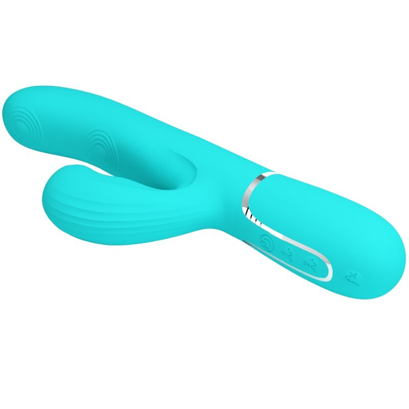 PRETTY LOVE - PERLITA VIBRATEUR MULTIFONCTION 3 EN 1 POINT G VERT AQUA - Sensualia