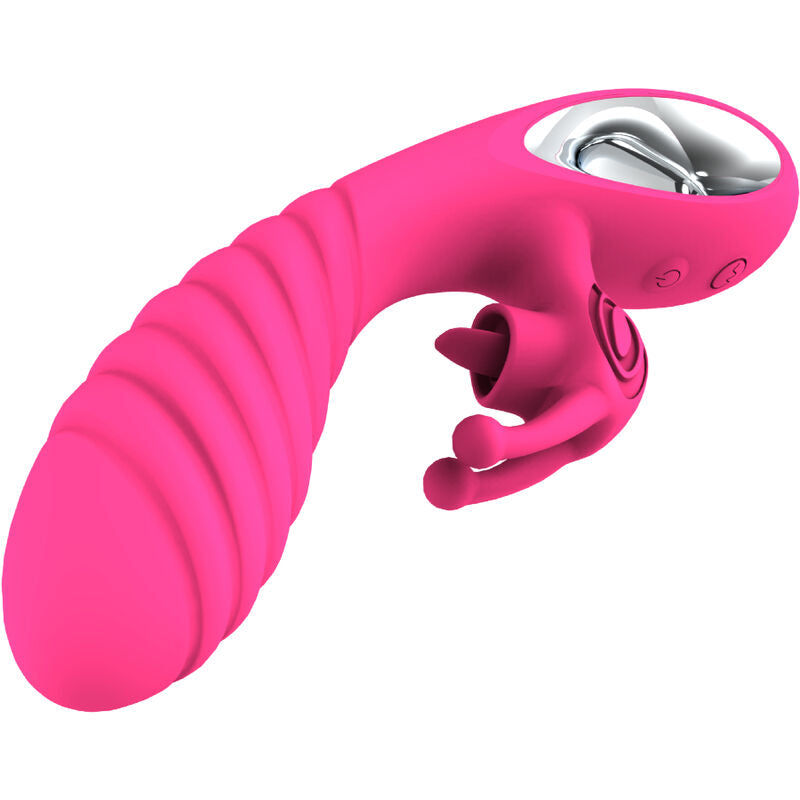 ARMONY - VIBRATEUR VICKY RABBIT AVEC LANGUE ANNEAU DE TIRAGE FUCHSIA - Sensualia