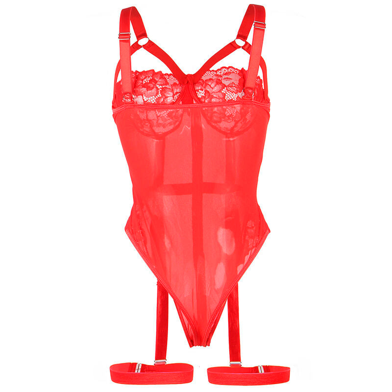 SUBBLIME - TEDDY CON LIGUERO DETALLE TIRAS PECHO ROJO S/M - Sensualia