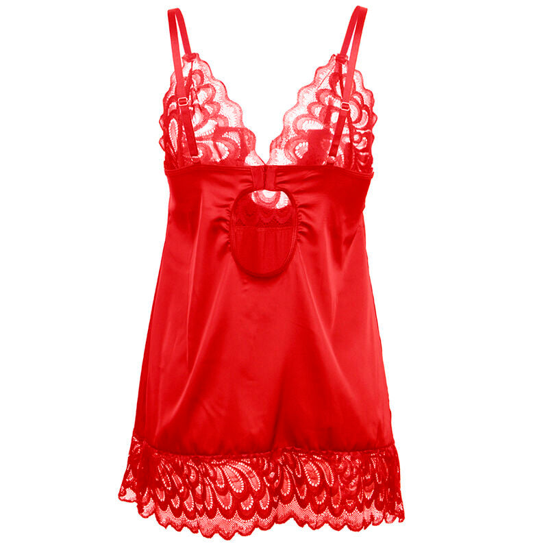 SUBBLIME - BABYDOLL SATINADO CON ENCAJE ROJO S/M - Sensualia