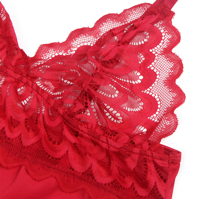 SUBBLIME - BABYDOLL SATINADO CON ENCAJE ROJO S/M - Sensualia