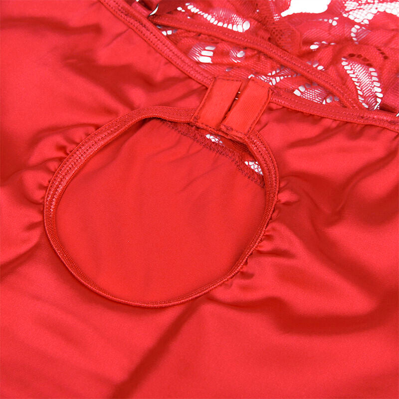 SUBBLIME - BABYDOLL SATINADO CON ENCAJE ROJO S/M - Sensualia