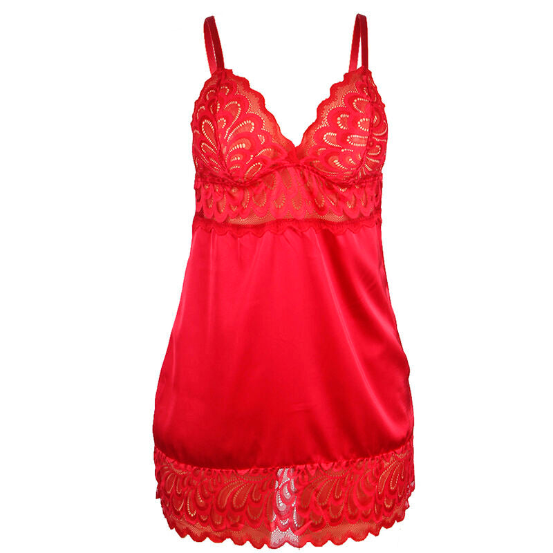 SUBBLIME - BABYDOLL SATINADO CON ENCAJE ROJO S/M - Sensualia